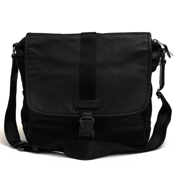 ○コーチ COACH パンチングレザー 牛革 ショルダーバッグ F71552 Varick Map Bag In Leather ヴァリック パフォレイテッド レザー  中古 COACH（コーチ） ショルダーバッグ F71552 Varick Map Bag In Leather