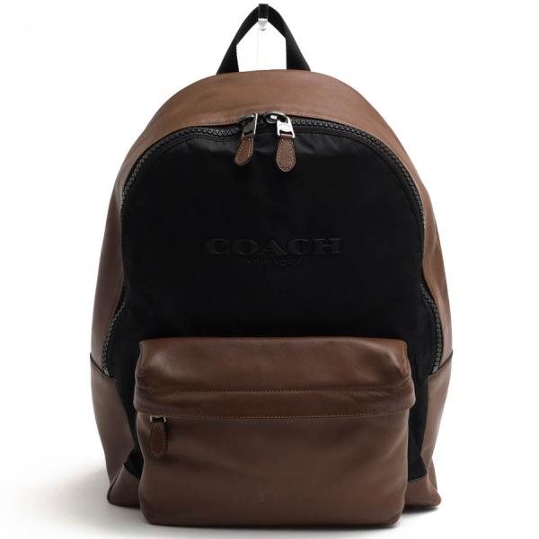 美品　COACH コーチ　リュック 黒/茶　F59321 COACH（コーチ） リュック F59321 Charles Backpack In Nylon