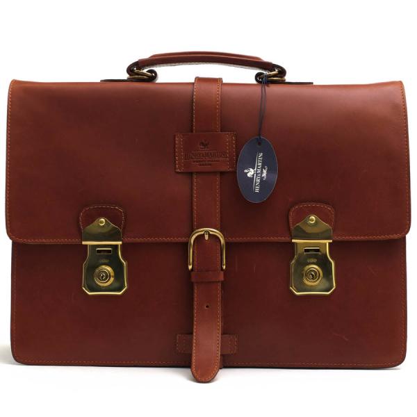 ○ヘンリー＆マーティン Henry & Martin's ナチュラルタンニン鞣しカウハイドレザー 牛革 ビジネスバッグ フラップ式 2WAY ショル  中古 Henry & Martin's ヘンリー＆マーティン ビジネスバッグ ナチュラル