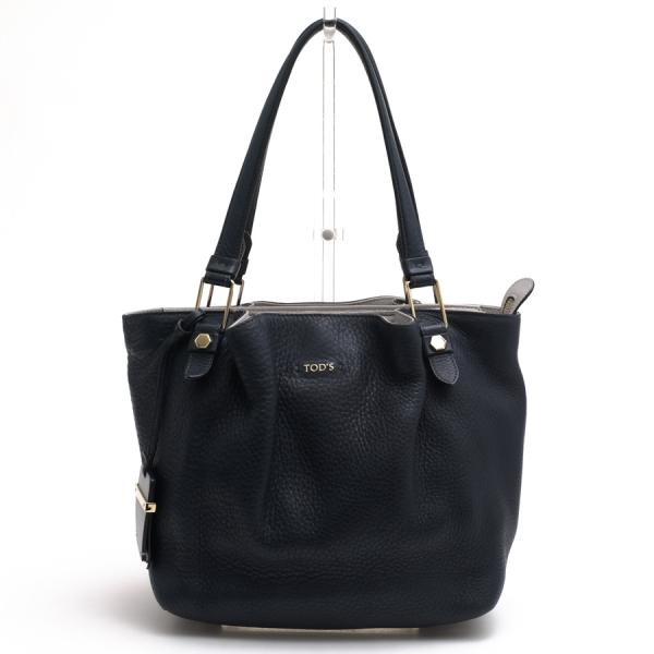 TOD’S トッズ レザー トートバッグ シボ革 ブラック 肩掛け イタリア製 TOD'S（トッズ） ハンドバッグ Flower Tote フラワーバッグ