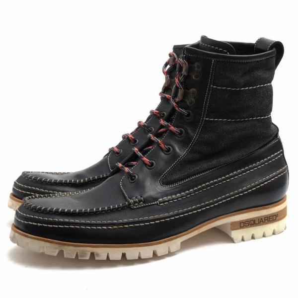 ○ディースクエアード DSQUARED2 カウレザー 牛革 レースアップブーツ GRIZZLY BOOTS グリズリーブーツ デニム メンズ 【中古】 中古 desir-store_s9571