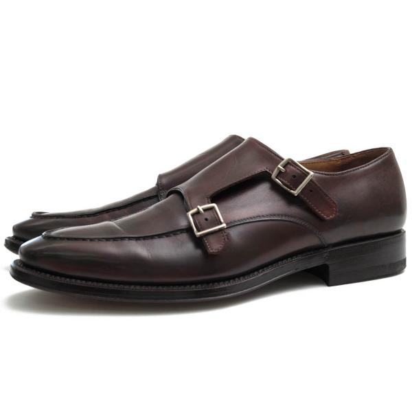 ○アルマス ALMAS Trading Post トレーディングポスト別注 牛革 カーフ ビジネスシューズ 16SL10 ダブルモンクストラップ レザーソ 中古 ALMAS アルマス ビジネスシューズ 16SL10 Trading Post トレーディング