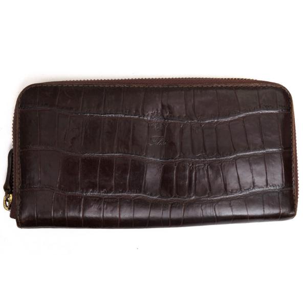 フェリージ 長財布 クロコ型押 ラウンドジップ 黒 125 美品 Felisi（フェリージ） 長財布 125/SA ラウンドジップ ラウンド