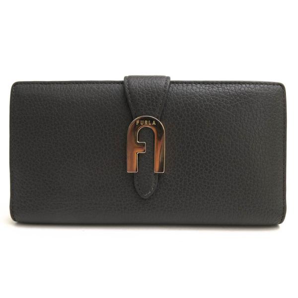 美品✨FURLA ソフィア グレイニー レザー 長財布 べっ甲ロゴ 黒 desir-store_w7797