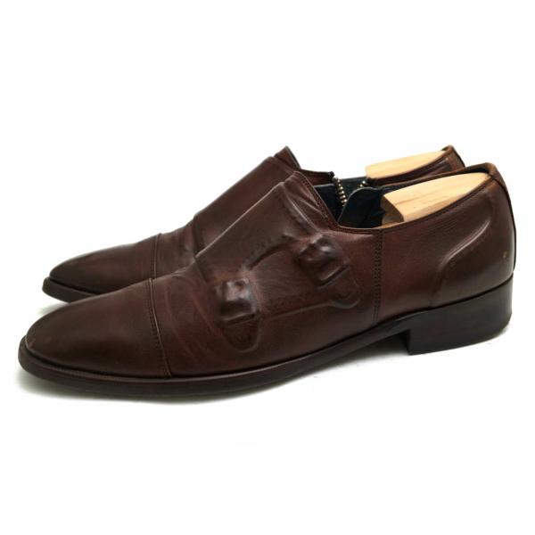 ○ミハラヤスヒロ MIHARA YASUHIRO 馬革 ホースレザー ビジネスシューズ 33231400 炙り出し ストレートチップ ダブルモンクストラ  中古 MIHARAYASUHIRO ミハラヤスヒロ ビジネスシューズ 33231400 馬革