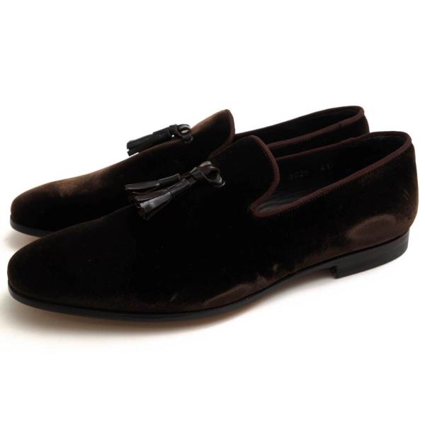 ○ランチョッティ デ ヴェルジ Lanciotti de' Verzi ベルベット タッセルローファー 3026 VELLUTO タッセル スリッポン レザーソー 中古 desir-store_x7168