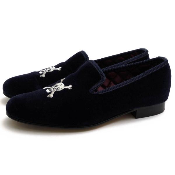 ○クロケット＆ジョーンズ CROCKETT＆JONES スカル＆クロスボーン スリッポン The  Slipper SKULL & CROSSBONES ルームシュ  中古 CROCKETT&JONES（クロケット＆ジョーンズ） スリッポン The Albert