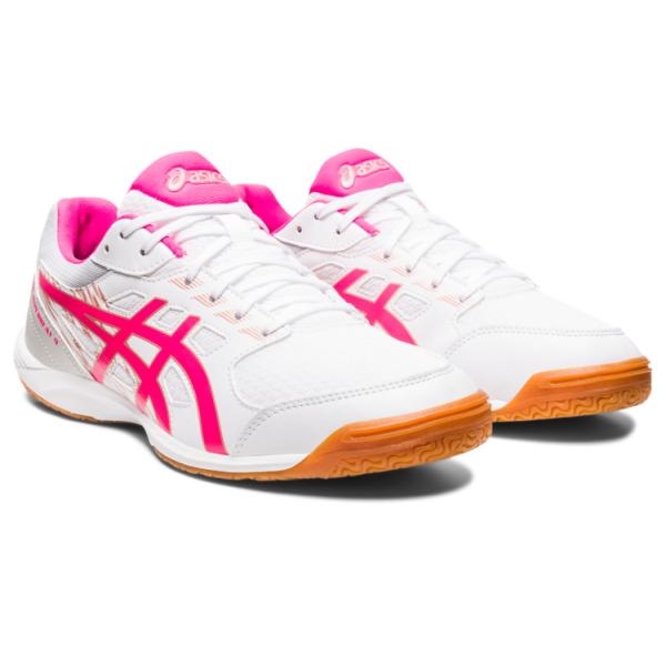 asics アシックス ATTACK HYPERBEAT 4 WHITE/PINK GLO 23 1073A056 101 | スポーツ 靴 シューズ 23 レディース メンズ 卓球 柔軟 白 ホワイト 桃 ピンク