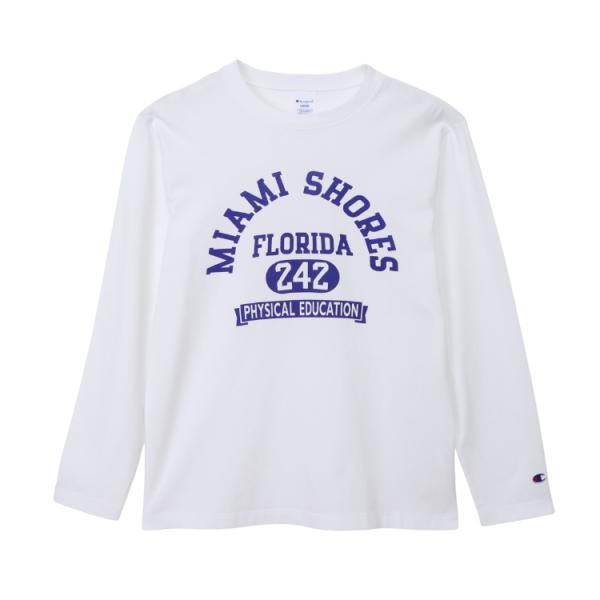 CHAMPION チャンピオン LONG SLEEVE T-SHIRT ホワイトXネイビー XL C3