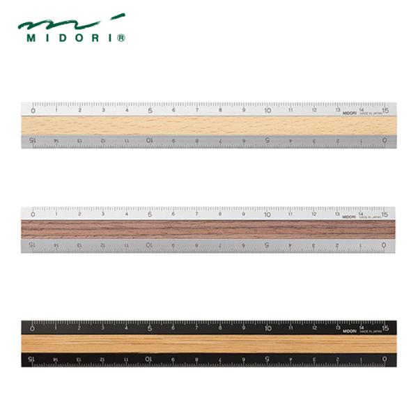 MIDORI（ミドリ） アルミ＆ウッド定規 15cm ルーラー : 文房具 手帳
