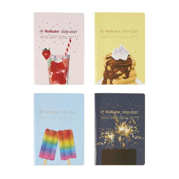 デルフォニックスの定番、ロルバーンダイアリーのホチキス綴じタイプ。気分が弾むような食べ物を描いたデザインです。中面は、見開きの月間カレンダーで構成された、マンスリータイプ。表紙を開くとリングタイプと同様に、中扉、イヤーカレンダー、イヤースケ...