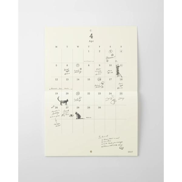 MDカレンダー 壁掛 A4 二つ折り 2027年版 31449006 MD PRODUCT ミドリ MIDORI 書き込み 月曜始まり