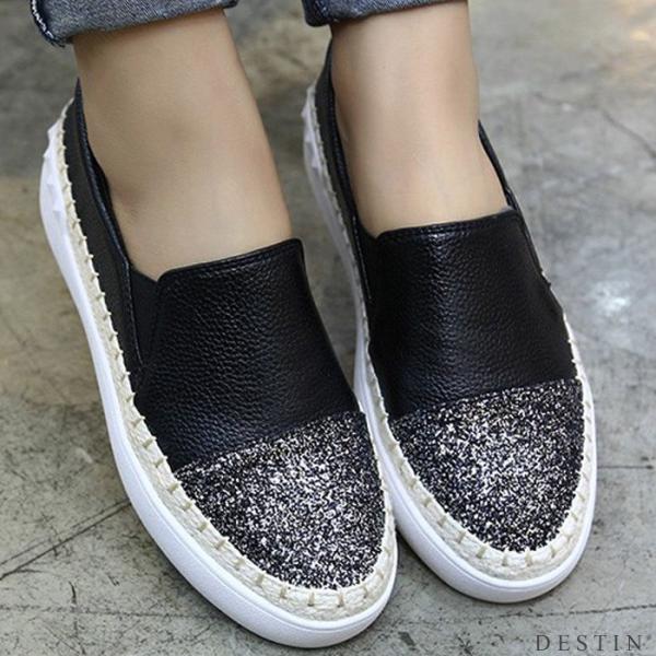 スリッポン レディース 厚底 おしゃれ 歩きやすい 疲れない スニーカー フラット ぺたんこ 黒 ラメ Buyee Buyee 提供一站式最全面最專業現地yahoo Japan拍賣代bid代拍代購服務 Bot Online