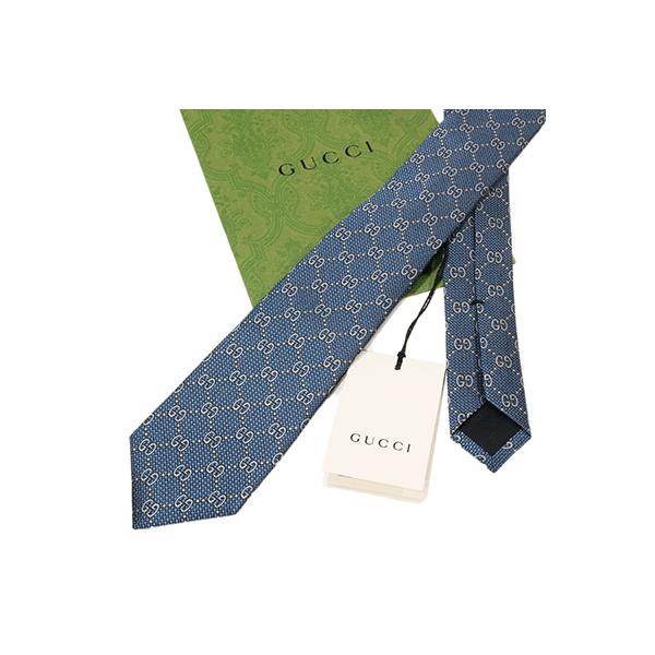 GUCCI（グッチ） ネクタイ 408865 4E002 4477 ブルー×グレー GGロゴ