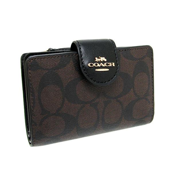 COACH　コーチ　C0082　二つ折り財布　ラグジュアリー　ブラウン×ブラック COACH（コーチ） コーチアウトレット C0082 IMAA8 IM/BROWN/BLACK
