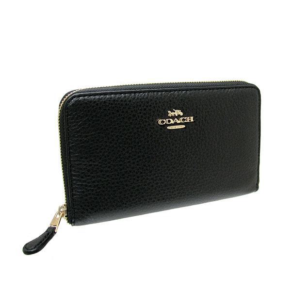 COACH コーチアウトレット ミディアム IDジップウォレット C4124 IMBLK IM/BLACK ブラック ペブルドレザー