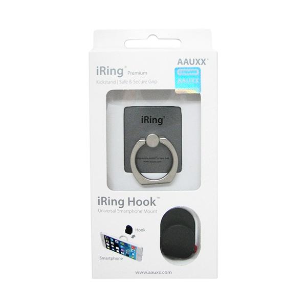他サイト： AAUXX スマートグリップ＆スタンド iRing+iRing Hook UMS-IR01GR グラファイトグレイ【ゆうパケット商品】の商品画像