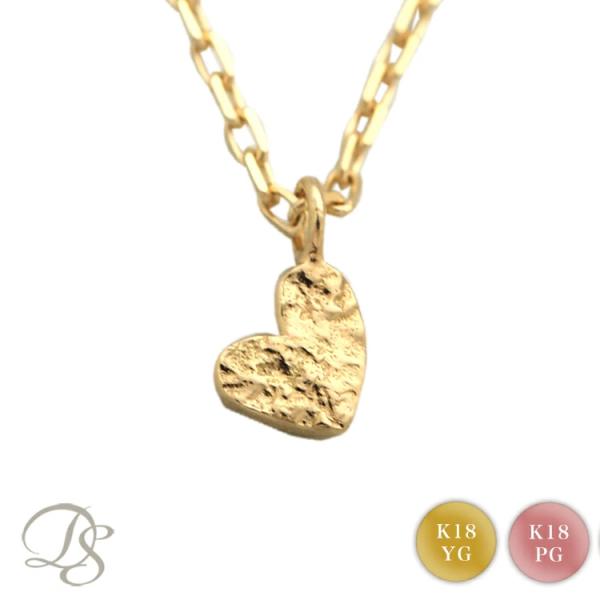 18金ネックレス k18 ネックレス 18金 レディース ハート ミニサイズ プチ k18ネックレス 18k あずきチェーン 小豆