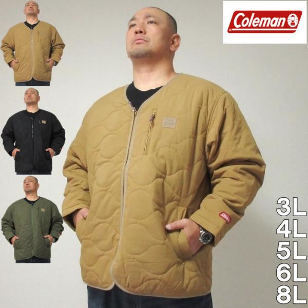 大きいサイズ キングサイズ ビッグサイズ メンズ Coleman フルダルナイロンリップキルトジャケット（メーカー取寄）コールマン 3L 4L 5L 6L 8L