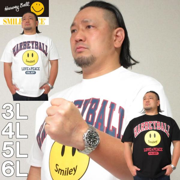 大きいサイズ メンズ SMILEY FACE-カレッジスマイル半袖Tシャツ（メーカー取寄）スマイリーフェイス 3L 4L 5L 6L