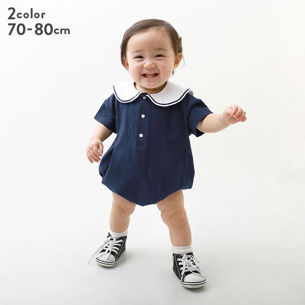 子供服 セーラー襟半袖ロンパース キッズ ベビー 女の子 カバーオール ロンパース 出産祝い Devirock デビロック 152aca008 Devirock Yahoo ショッピング店 通販 Yahoo ショッピング