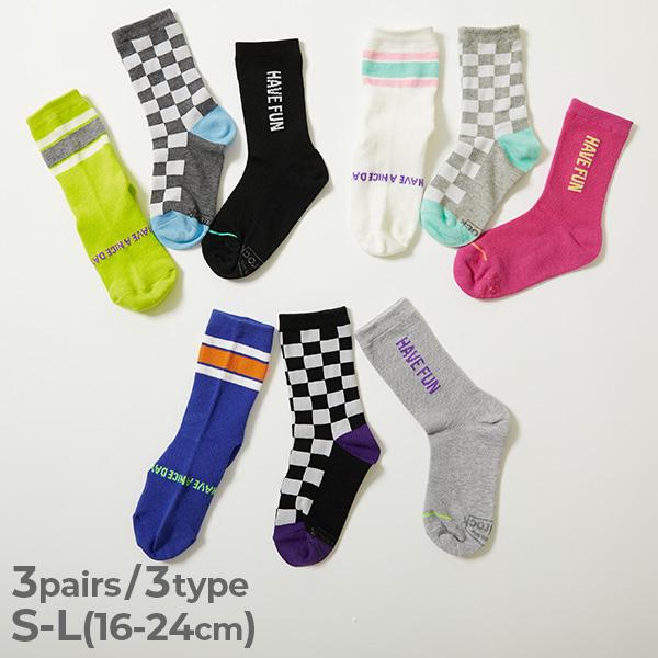 3足セット メッシュ切り替え デザインソックス