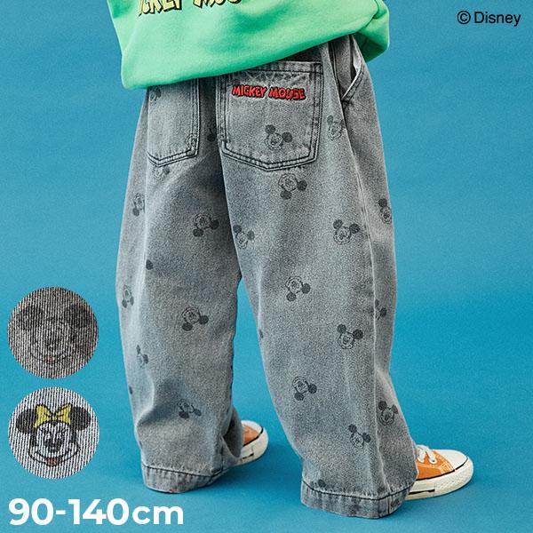 リンクコーデ ディズニー ボトムス 【Disney】レトロデザイン 総柄プリント デニム キッズ ベビー服 子供服 男の子 女の子  デビロック devirock
