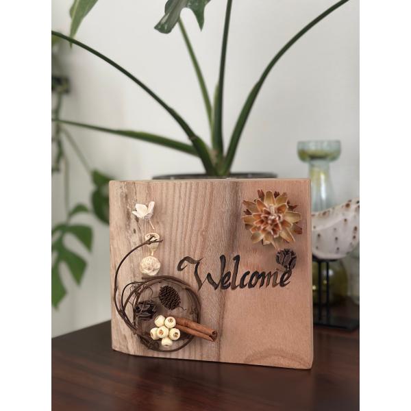 ナチュラルウッド ドライフラワーウェルカムボード : foo - 通販