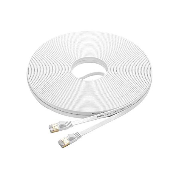 他サイト： Cat7 LANケーブル 20m ホワイト, FOSTO イーサネットケーブル ウルトラフラットの商品画像