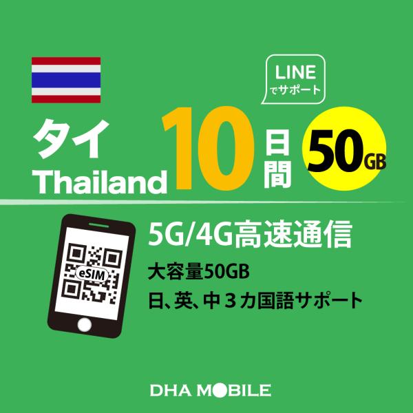 ●対応国：タイ●日　数：10日間（※使用開始日から10日間。）●容　量：50GB●対応SIM：eSIM【注意事項】・中国／香港版iPhoneをお使いのお客様へ中国／香港版のiPhoneの多くは、物理SIMのみ使用可能となりますので、eSIM...