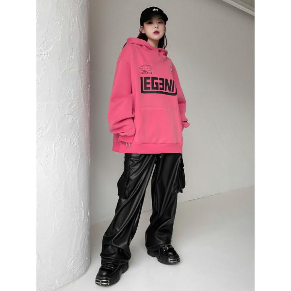 韓国ファッション パンツ ボトムス カーゴパンツ レザー風 ドロー