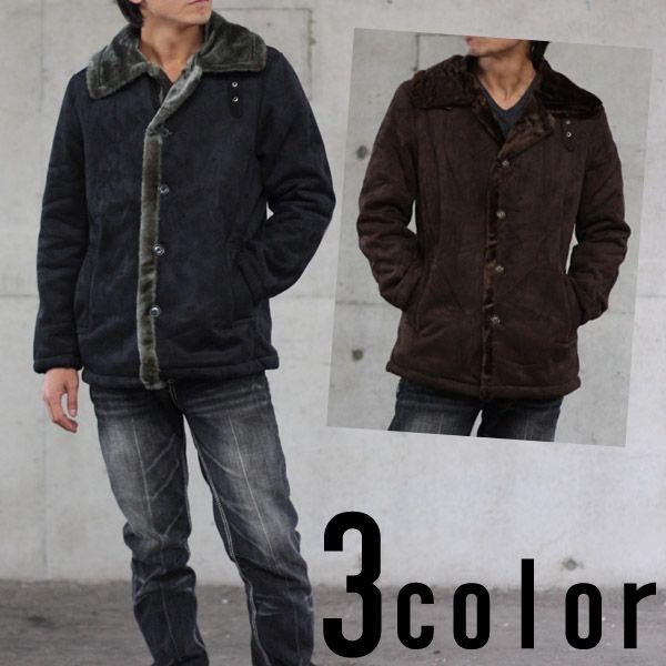 MODERM 襟ベルト付フェイクムートンランチハーフコート : ディアブロス