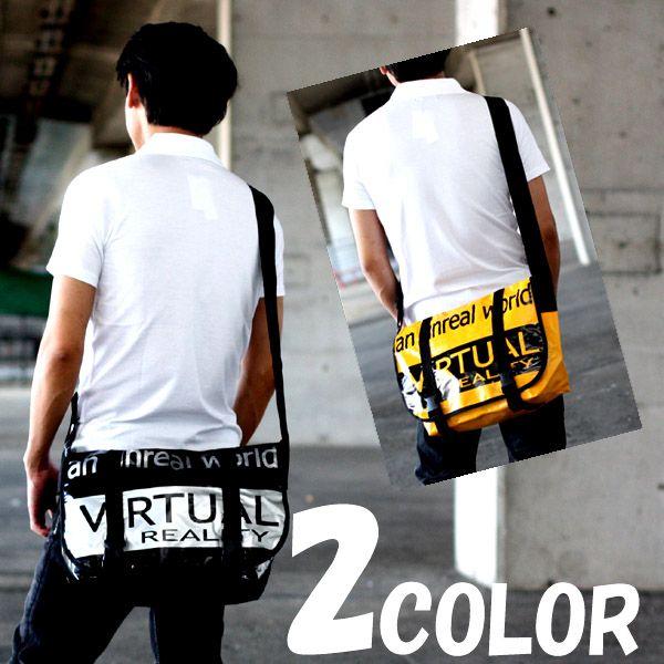 新品  ロゴプリントショルダーメッセンジャーバッグ 英字プリントターポリンメッセンジャーバッグ ショルダーバッグ