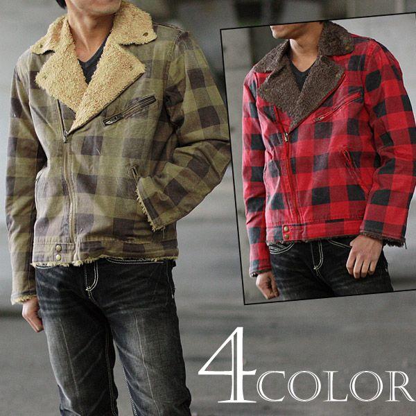 SKY WALK RANCH DEPARTMENT ブロックチェックボアダブルライダース