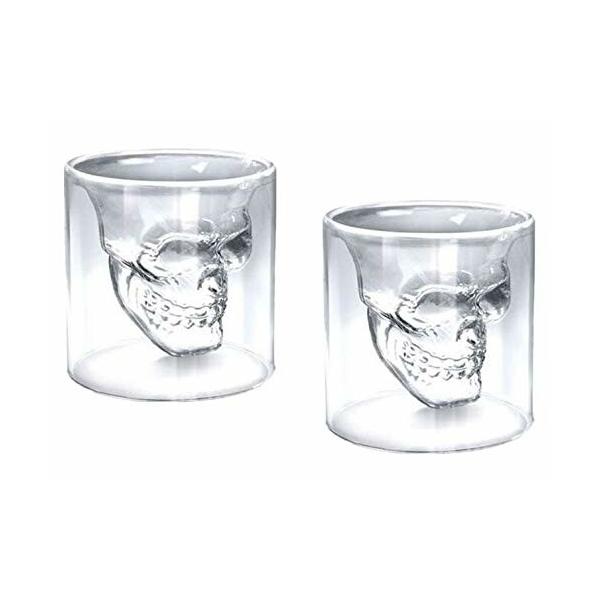 ダブルウォールグラス スカル ショットグラス 2個セット