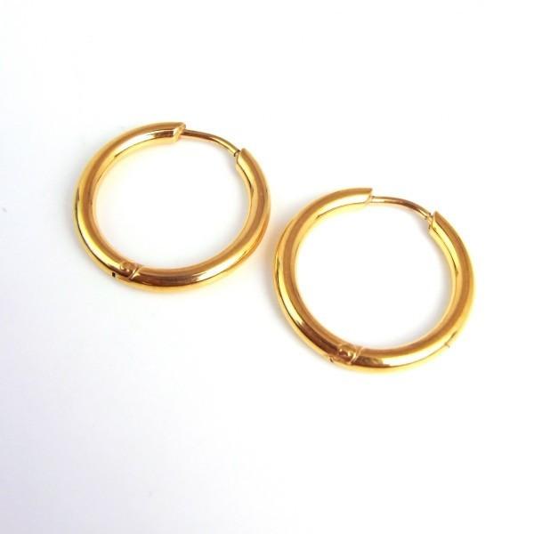 人気 メンズ レディース SBG ゴールド ステンレス フープ ピアス 16mm