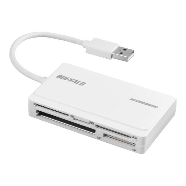 他サイト： バッファロー BUFFALO USB2.0 マルチカードリーダー UHS-I対応ケーブル収納モデル ホワイト BSCR508U2WHの商品画像