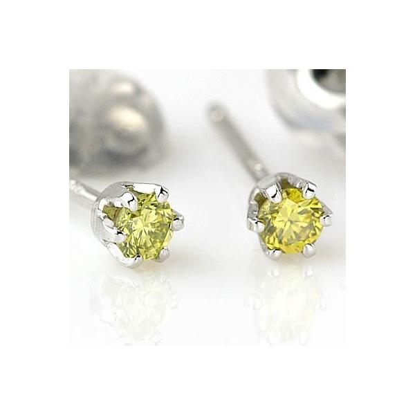 PTレモンイエローダイヤモンドピアス 0.10ct