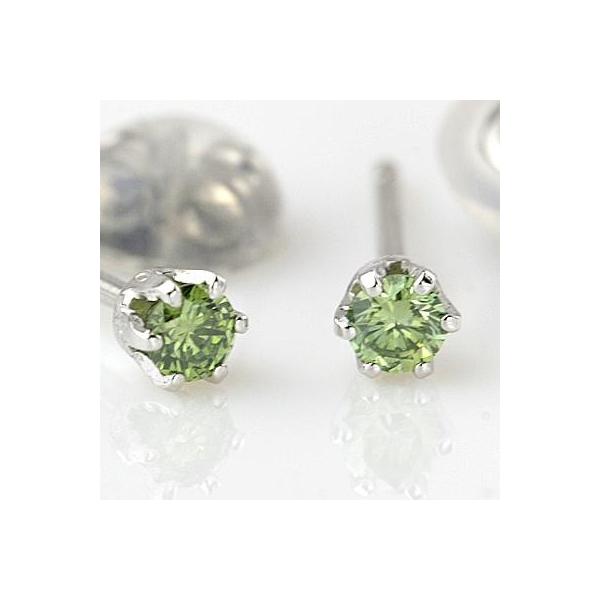PTペリドットグリーンダイヤモンドピアス 0.10ct