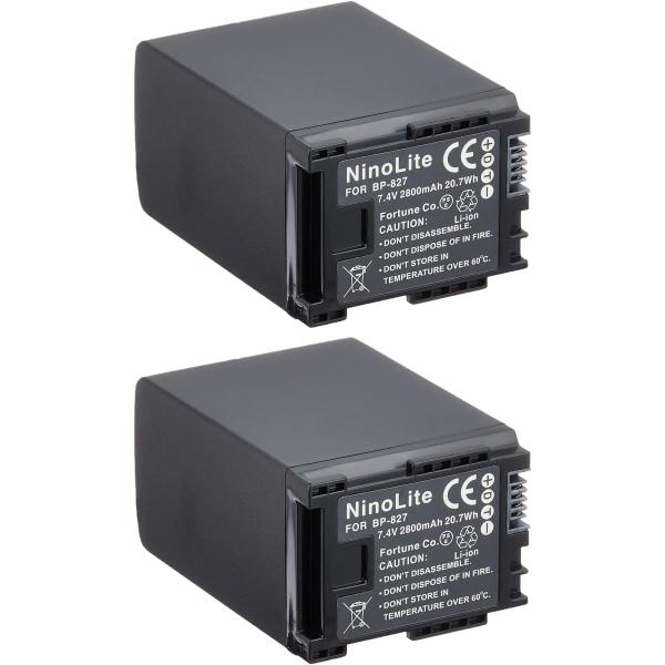 Canon iVLS HF M51 SDカード バッテリー2個付 2個セット Canon iVISビデオカメラ用 BP-827D 互換バッテリー