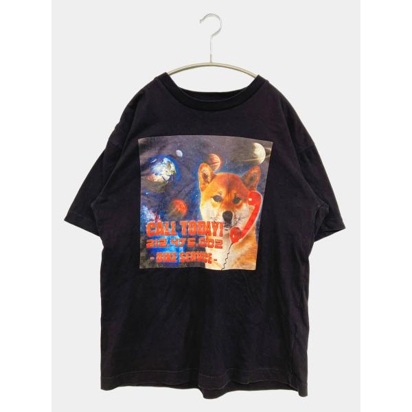 CHARI&amp;CO Tシャツ/カットソー M ブラック 無地 前面プリント ミドル丈 半袖 クルーネック(丸首) メンズ