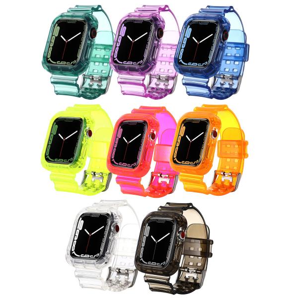 (38mm 40mm共通) (42mm 44mm共通) apple watch バンド 一体型 アップルウォッチ バンド 透明 クリア ベルト ケース 耐衝撃 メンズ レディース おしゃれ かわいい