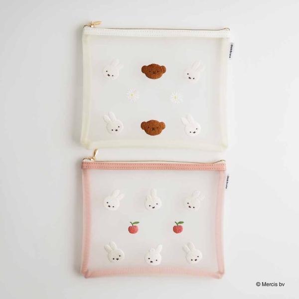 BRUNA MESH EMBROIDERYフラットポーチ ミッフィー グッズ 大人 ミッフィー ポーチ ミッフィー ボリス グッズ ミッフィー メッシュポーチ
