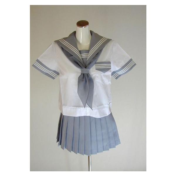 夏グレーセーラー服 上下セット (半袖 学校制服 学販 スクール 夏グレーセーラー服 上下セット (半袖 学校制服 学販 スクール