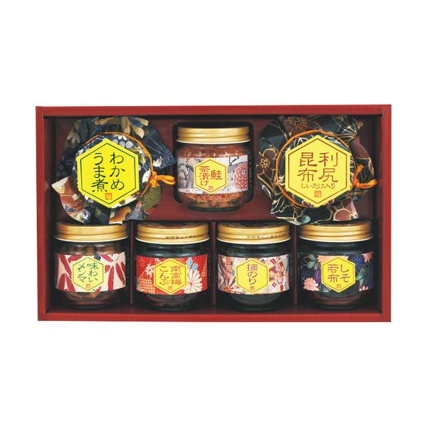 主要産地から厳選した山海の幸を、小豆島特産の醤油を使用して独自の製法でじっくり炊き上げビン詰めにしました。■わかめうま煮100g・鮭茶漬け65g・利尻昆布しいたけ入り80g・味わいメンマ75g・南高梅こんぶ100g・摘のり125g・しそ若布...