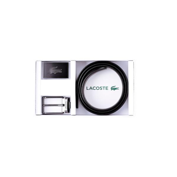 LACOSTE ベルト ブラック/ダークブラウン LB87310(A5) ギフト包装