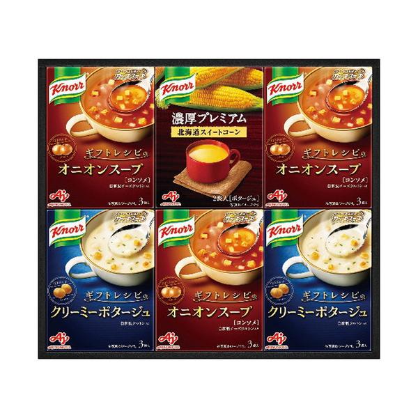 ギフトだけの特別レシピで、お子様から大人まで幅広く楽しんで頂ける〈ギフトレシピ〉のスープと、素材がじっくり溶け込んだ味わい深いスープを詰め合わせたギフトです。■クノール贅沢野菜北海道スイートコーン2袋入1箱・クノールカップスープギフトレシピ...
