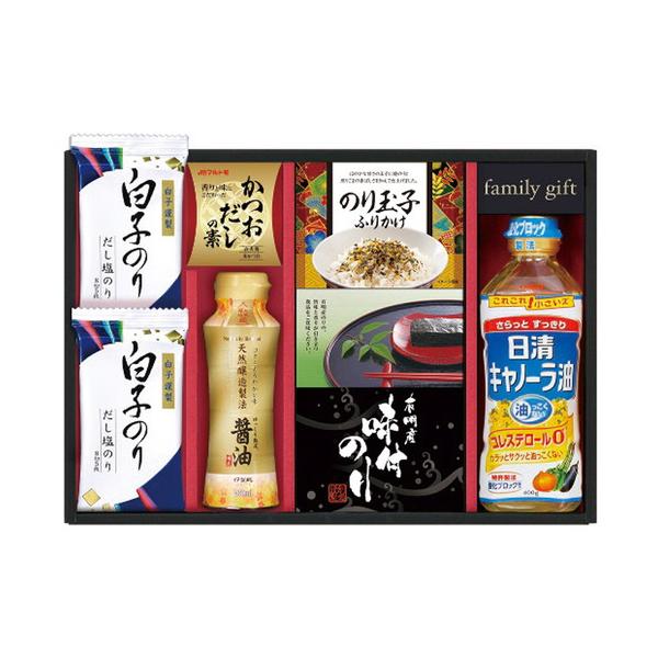毎日の料理に使える手軽で便利な調味料とご飯のお供のセットです。■白子だし塩のり(8切5枚)2袋・マルトモかつおだしの素(4g×4袋)・のり玉子ふりかけ(4.5g×2袋)・有明海産味付のり(8切8枚2袋)各1個・伊賀越天然醸造しょうゆ200m...