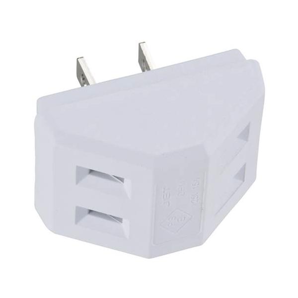 OHM オーム電機　三角 2口タップ 白　HS-TM2SA1-W