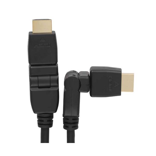 OHM オーム電機　HDMI Wスイングプラグケーブル（縦・横端子両用/１m）　VIS-C10SW-K